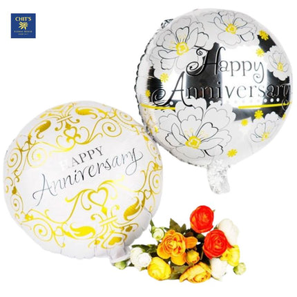 Happy Anniversary 18 Inch Foil Balloon for Romantic Flower Gifts