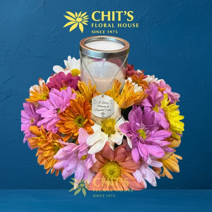 Light of Remembrance – Candle Ring Memorial Flower Arrangement
