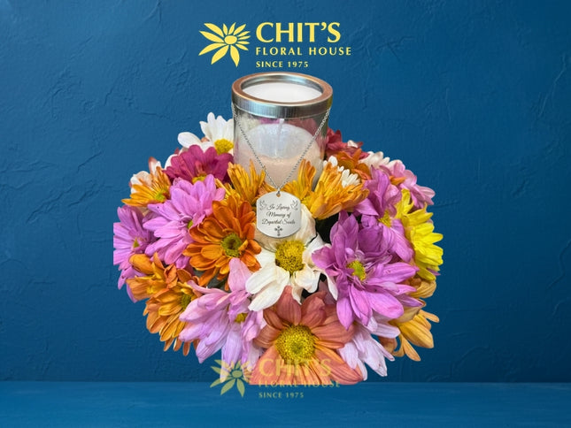 Light of Remembrance – Candle Ring Memorial Flower Arrangement