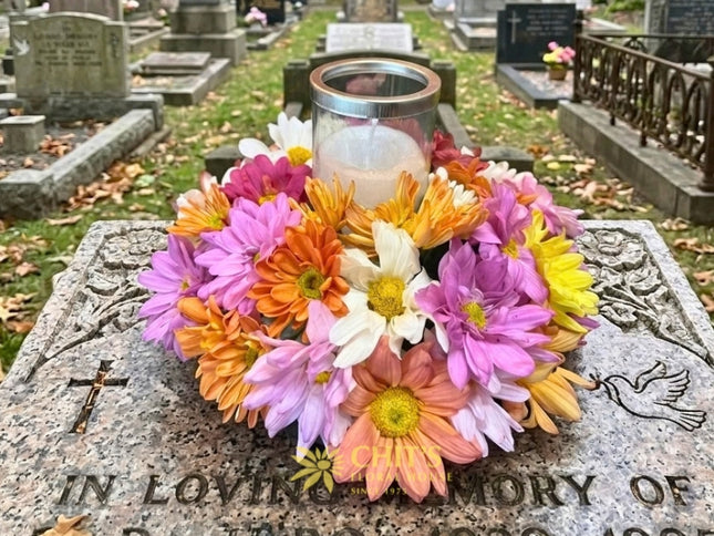 Light of Remembrance – Candle Ring Memorial Flower Arrangement