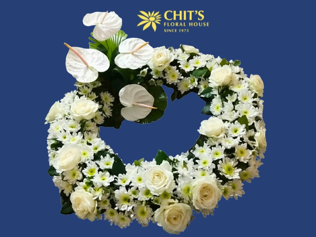Circle of Eternal Embrace white urn floral arrangement