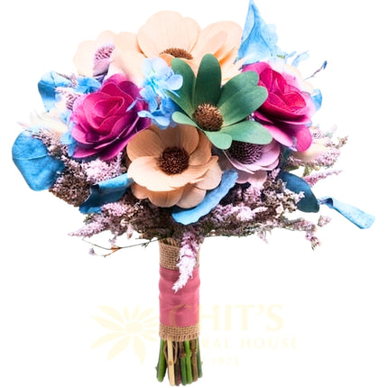 Hand-tied dried flower wedding bouquet with dried floral accents