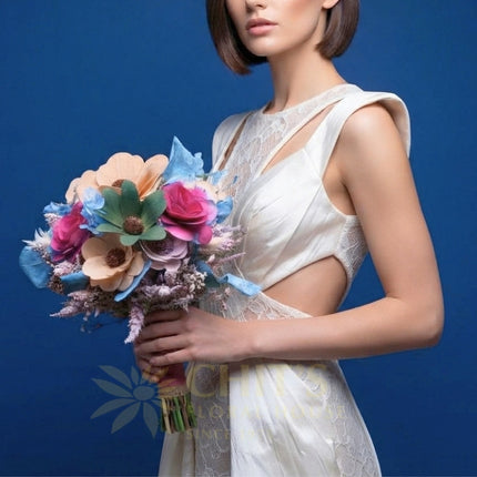 Hand-tied dried flower wedding bouquet with dried floral accents