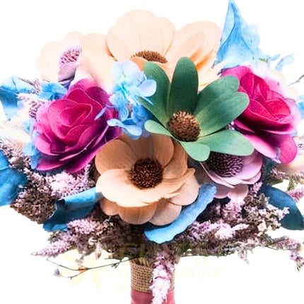 Hand-tied dried flower wedding bouquet with dried floral accents