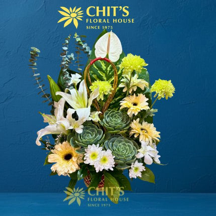 Eternal Bloom | Succulent, Lily &  Eucalyptus Memorial Basket