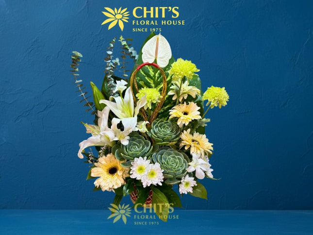 Eternal Bloom | Succulent, Lily &  Eucalyptus Memorial Basket