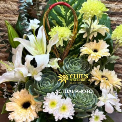 Eternal Bloom | Succulent, Lily &  Eucalyptus Memorial Basket