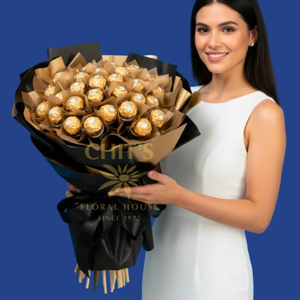 Elegant 24-piece Ferrero Rocher chocolate bouquet