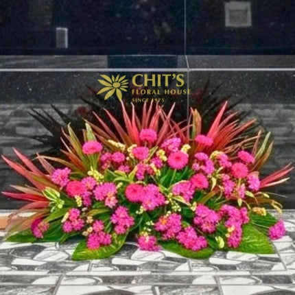 Fuchsia Gerbera and Mum Mausoleum Arrangement