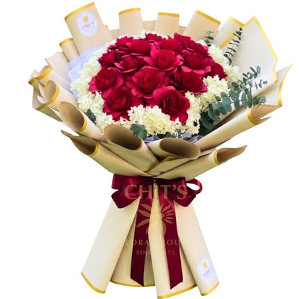 Gilded Rosewood Oversize wooden and dried rose bouquet 24 inch