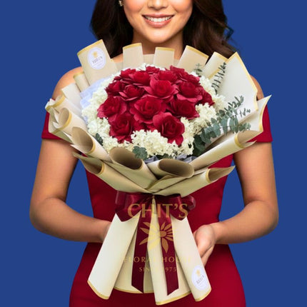 Gilded Rosewood Oversize wooden and dried rose bouquet 24 inch