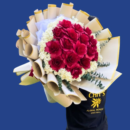 Gilded Rosewood Oversize wooden and dried rose bouquet 24 inch