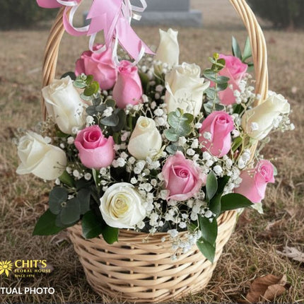 graceful-remembrance-sympathy-rose-basket chits floral house
