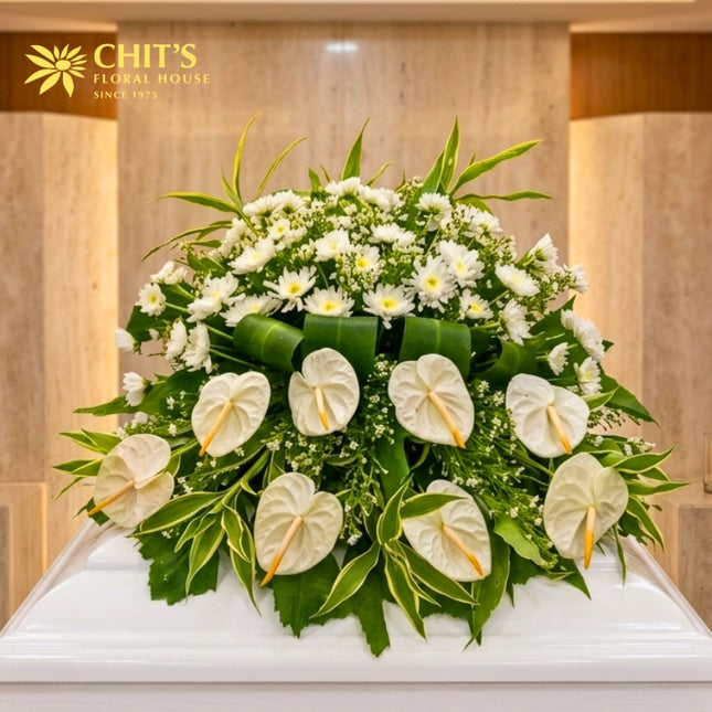 Heavenly Rest Casket Tribute funeral flowers Chits Floral House Philippines