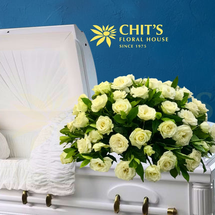 Infinite Sincerity Casket Spray white roses funeral flowers Chits Floral House Philippines
