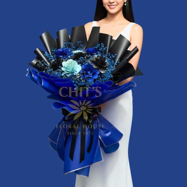 Wooden Roses with Dried Accent