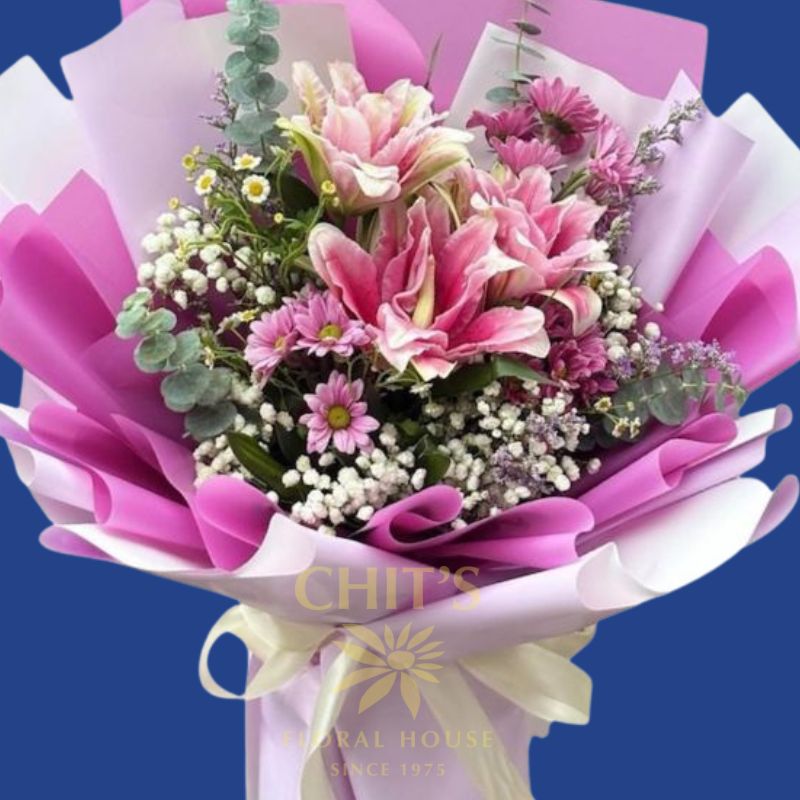 birthday lily flower bouquet Lavender Lily Luxe