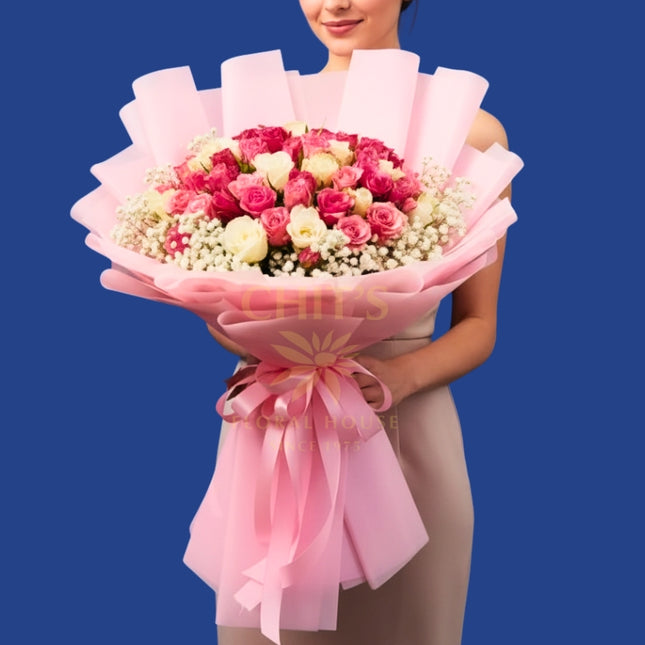 Elegant imported rose bouquet for weddings and anniversaries