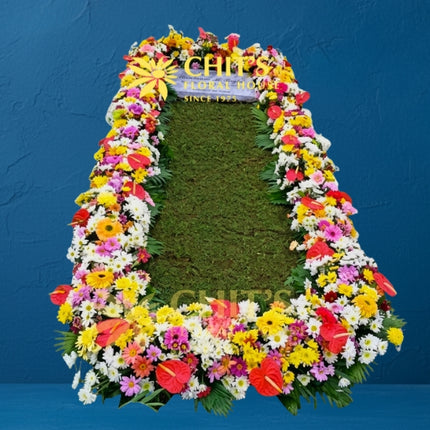 Multicolor Gerbera and Mum Memorial Lawn Set