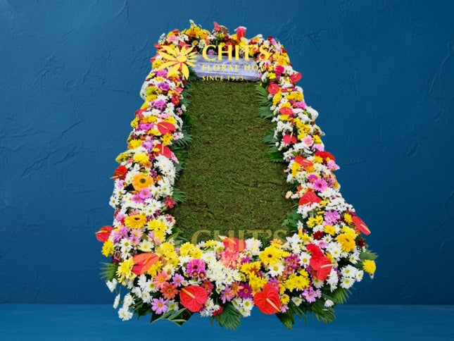 Multicolor Gerbera and Mum Memorial Lawn Set