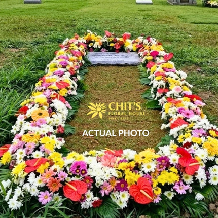 Multicolor Gerbera and Mum Memorial Lawn Set