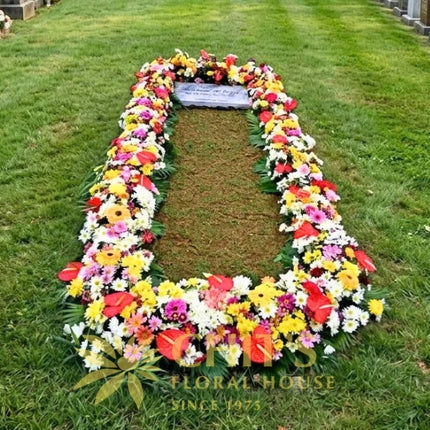 Multicolor Gerbera and Mum Memorial Lawn Set