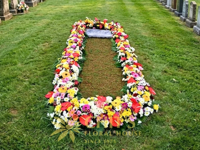 Multicolor Gerbera and Mum Memorial Lawn Set