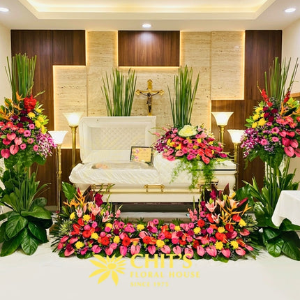 Paradise garden colorful casket flower set with orchids lilies gerbera Philippines