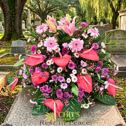 Pink Serenity | Lily, Gerbera & Anthurium Sympathy Spray