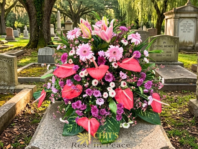Pink Serenity | Lily, Gerbera & Anthurium Sympathy Spray