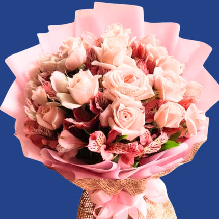 Pure Promise Bouquet – 18 Pink Roses by Chit Floral House