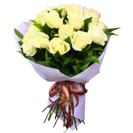 Pure Serenity Dozen 12-stem white rose bouquet handcrafted flowers