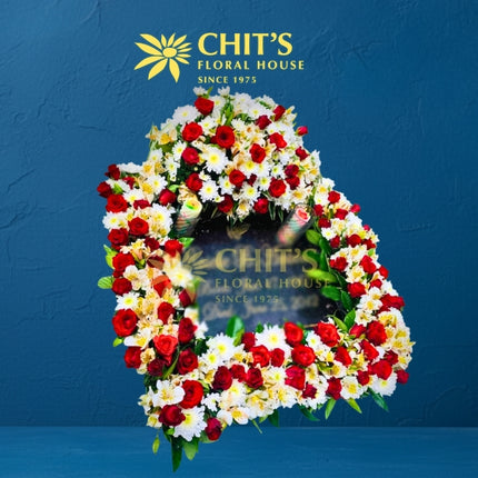 Red and White Rose Headstone Memorial Frame