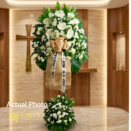 Sacred Peace Grand Stand white sympathy funeral flowers Philippines