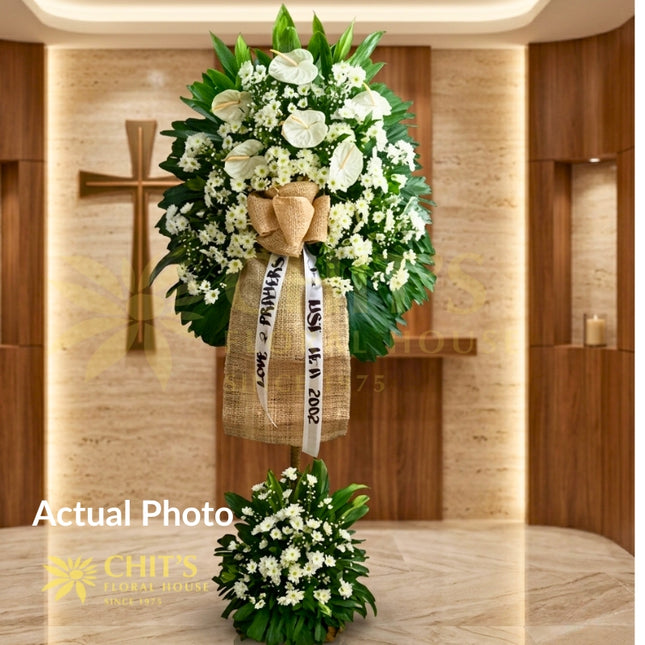 Sacred Peace Grand Stand white sympathy funeral flowers Philippines