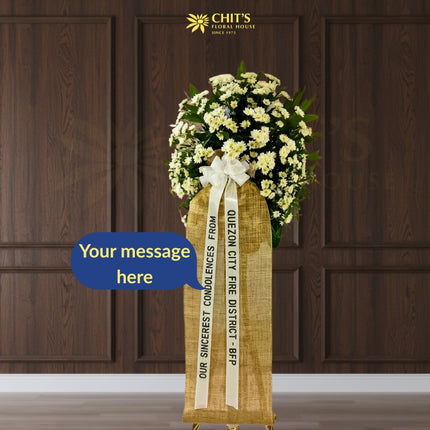 Sacred Radus Remembrance white funeral standing flowers Chits Floral House Philippines