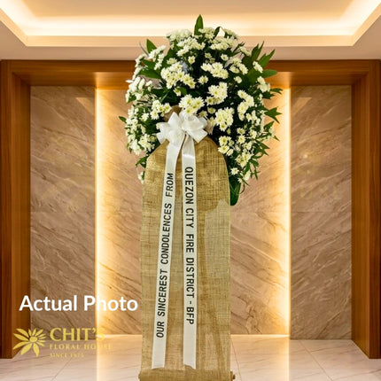 Sacred Radus Remembrance white funeral standing flowers Chits Floral House Philippines