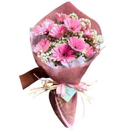 Sophisticated Citrus Bloom gerbera flower bouquet with imported accents