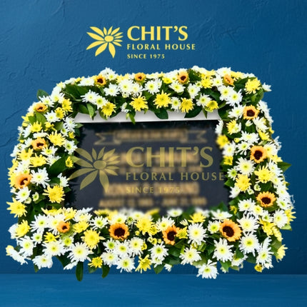 Sunflower and White Anthurium Headstone Memorial Frame