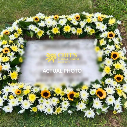 Sunflower and White Anthurium Headstone Memorial Frame
