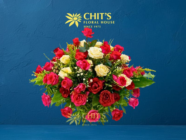 Tricolor Rose Memorial Lawn Floral Spray