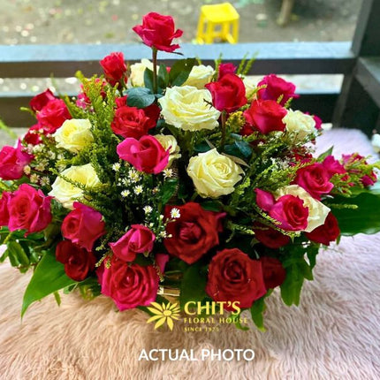 Tricolor Rose Memorial Lawn Floral Spray
