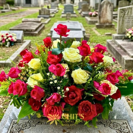 Tricolor Rose Memorial Lawn Floral Spray