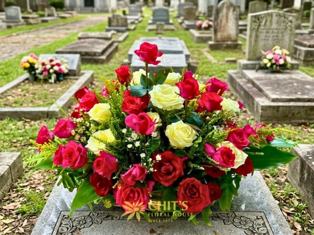 Tricolor Rose Memorial Lawn Floral Spray