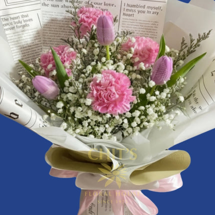Soft pink floral bouquet for gifting