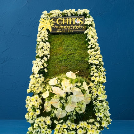 White Anthurium and Orchid Lawn Grave Frame Set