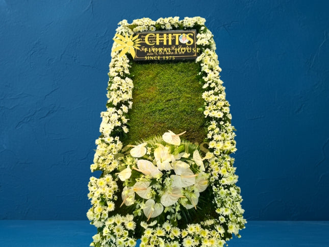 White Anthurium and Orchid Lawn Grave Frame Set
