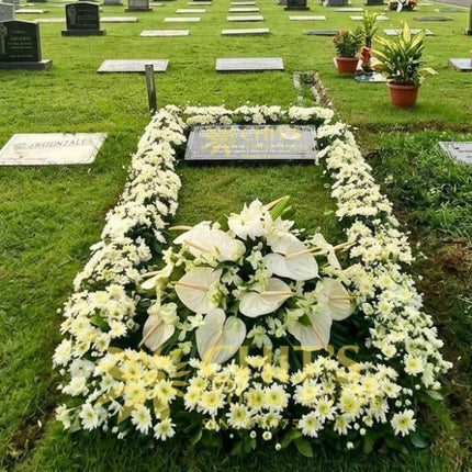 White Anthurium and Orchid Lawn Grave Frame Set