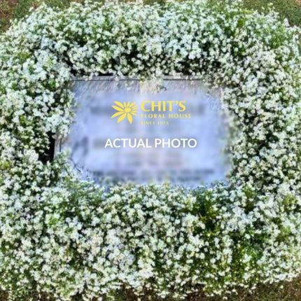 White Baby’s Breath Headstone Memorial Frame